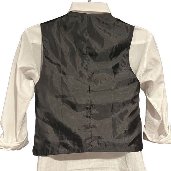 🧡 3 for $20 Black & Gray Reversible 4-Button Suit Dress Vest Boy’s Medium - Picture 3 of 4